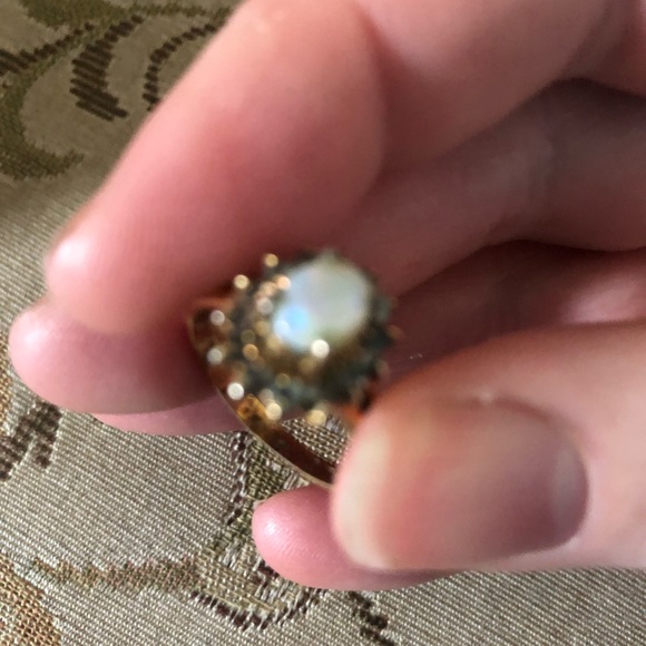 Opal & Cubic Zirconia Gold Ring- 559 $35 or $30 w/offer - Picture 3 of 5